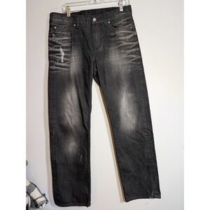 ARMANI EXCHANGE‎ Jeans Men's W 34 Ripped Wide Fit Zip Faded Distressed Black